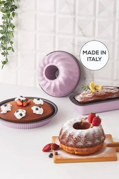 Karaca Multichef Valente 3 Parça Karbon Çelik Kek Kalıbı Seti Pink
