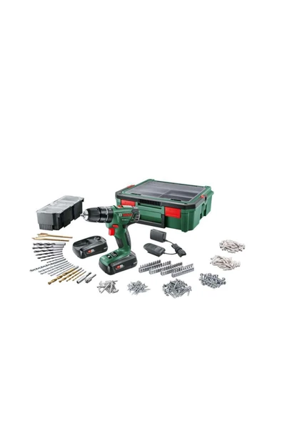 Bosch Psb 1800 Li-2 18v 1.5 Ah Çift Akülü Vidalama Systembox 241 Parça Set - 06039a330k