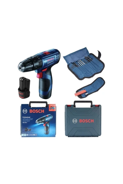 Bosch Gsb 120-li 12v 2.0 Ah Çift Akülü Darbeli Delme Vidalama + 23 Parça Seti Hediyeli