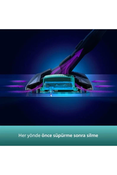 Philips Speedpro Max Aqua Plus Kablosuz Dikey Süpürge, Aqua Başlık, Led Başlık XC8349 - 5