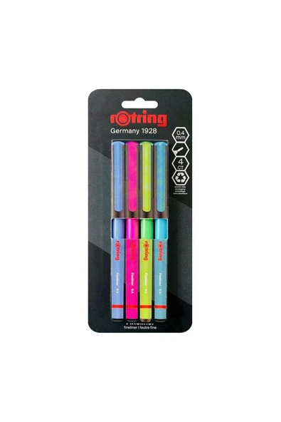 Rotring Liner Keçe Uçlu Kalem 4lü Canlı Renkler 2166331