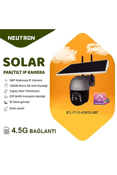 Universal NEUTRON 3MP NTL-PT-10-4GWOS Solar Güneş Enerjili 4G IP Kamera - 2