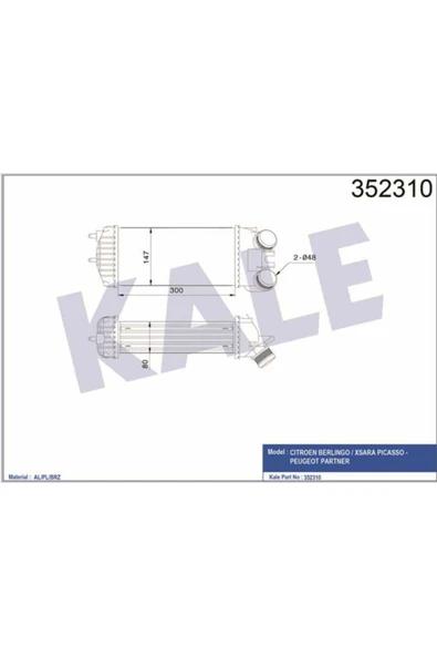 Kale 352310  INTERCOOLER BERLINGO XSARA PICASSO PARTNER 1.6 HDI 02