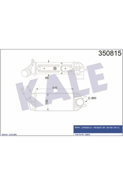 Kale 350815  İNTERCOOLER AL/PL/BRZ CITROEN C4 I-PEUGEOT 307-307 SW