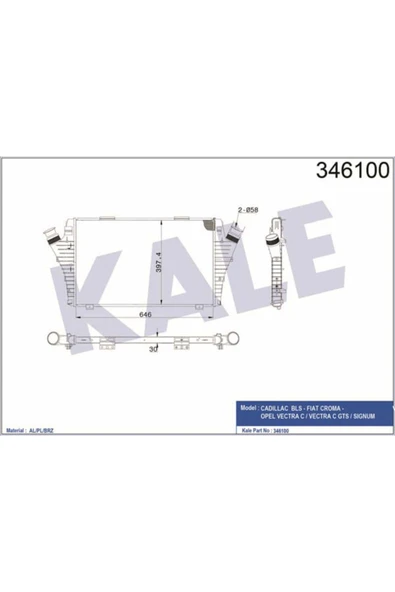 Kale 346100  Turbo Radyatörü Croma 05- 1.9 Jtd / Vectra C 02- 1.9 539650410