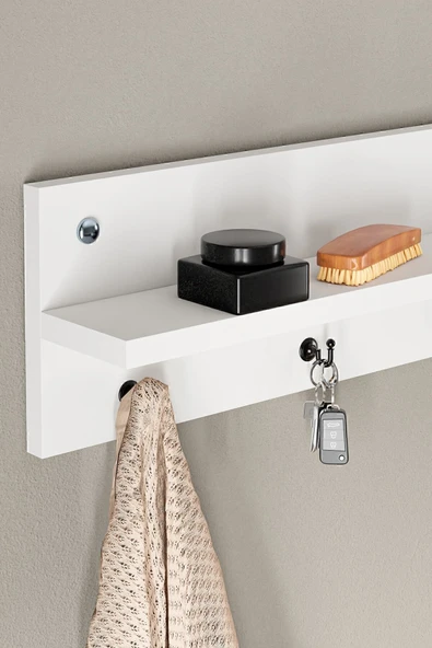 interGO Modern Duvar Askısı Portmanto Askılık Vestiyer Beyaz - 4
