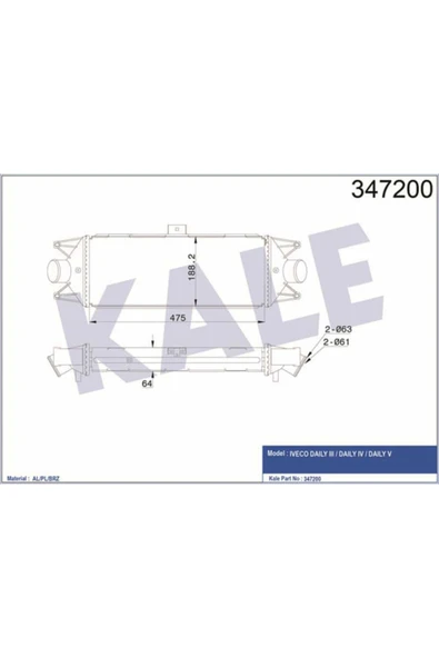 Kale 347200 OTO Radyatör  Turbo Radyatörü Daily 99- 475X187X64