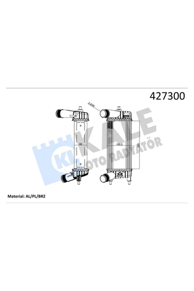 Kale 020CAC150 0 Intercooler Radyatörü Ara Soğutucu Ford: Fiesta 17-bmax Courier 1.0 Ecob