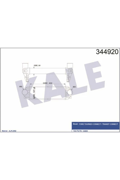 Kale 344920 OTO Radyatör  Turbo Radyatörü Tourneo Connect 02- 1.8Dı 1.8 TDCI Al-Pl Sıstem
