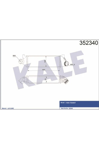 Kale 352340 OTO Radyatör  Turbo Radyatörü Intercooler Ford Transit 2.0D 00-