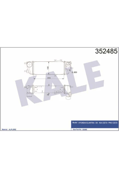 Kale 352485 OTO Radyatör  Turbo Radyatörü Intercooler Hyundai Elantra/I30 1.6-2.0 CRDI 07-