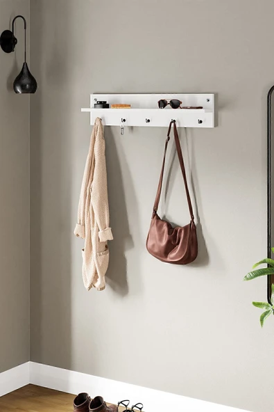 interGO Modern Duvar Askısı Portmanto Askılık Vestiyer Beyaz - 2
