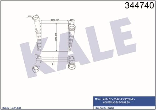 Kale 344740 OTO Radyatör  Turbo Radyatörü Touareg 7L 03- 2.5 TDI 3.0 TDI 5.0TDI 7P 10- 3.0TDI / Q7 4L 06- / Cayenne ürün görseli 1