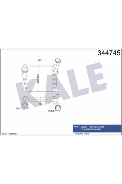 Kale 344745 OTO Radyatör  Turbo Radyatörü Touareg 7L 04- 3.0 TDI 7P 10- / Q7 4L 06- / Cayenne ürün görseli 1