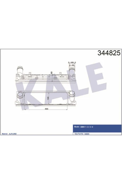 Kale 344825 OTO Radyatör  Turbo Radyatörü Bmw 1 Bmw 2 Bmw 3 Bmw 4 ürün görseli 1