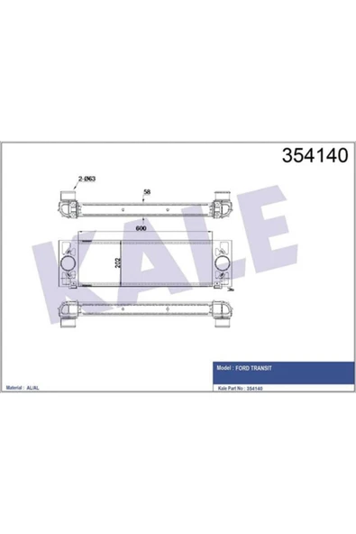 Kale 354140 İntercooler Radtatörü Transit V347 V348 V363 06-; 2.2 (135 140Ps) 3.2 (200 Ps) ürün görseli 1
