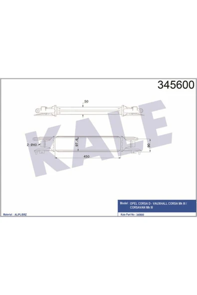 Kale 345600 OTO Radyatör  Turbo Radyatörü Corsa D 06- 1.3 Cdtı 450X97X52