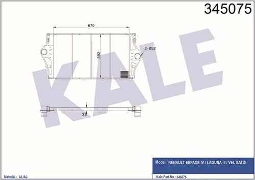 Kale 345075 OTO Radyatör  Turbo Radyatörü Laguna II 01- 2.2 DCI Espace IV 02- 2.2 DCI