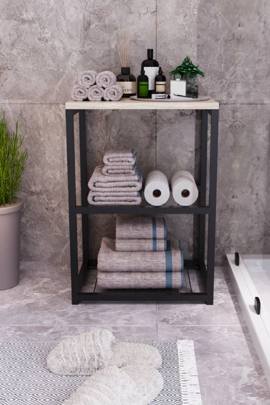 interGO Metal Ayaklı Dekoratif Tel Raflı Banyo Rafı - 2