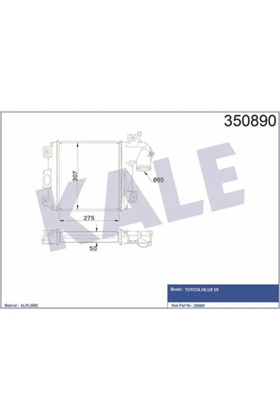 Kale 350890  İNTERCOOLER AL/PL/BRZ HILUX VII