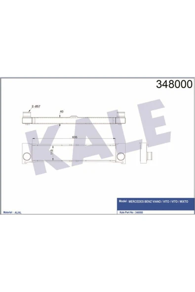 Kale 348000 OTO Radyatör  Turbo Radyatörü Viano W639 03- Vito W639 03- 635X113X50