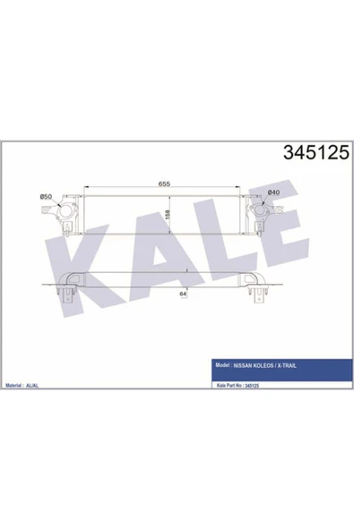 Kale 345125 OTO Radyatör  Turbo Radyatörü Koleos 08- 2.0 DCI / X-Traıl 07- 2.0 DCI ürün görseli 1