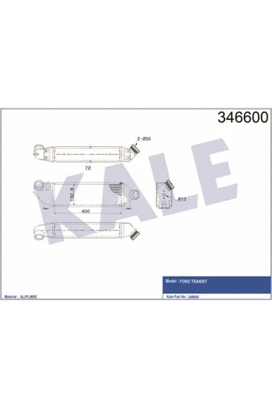 Kale 346600 OTO Radyatör  Turbo Radyatörü Transit 00- 2.0D 2.0 TDCI 399X127X73