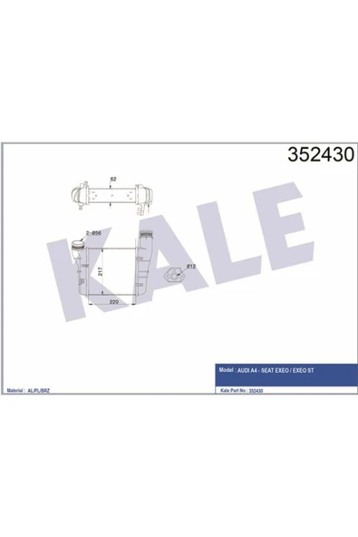 Kale 352430  INTERCOOLER A4 EXEO EXEO ST 2.0 TDI 2.0 TFSI 00- ürün görseli 1