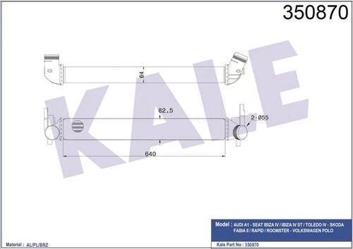 Kale 350870  INTERCOOLER A1 IBIZA V TOLEDO FABIA II RAPID ROOMSTER