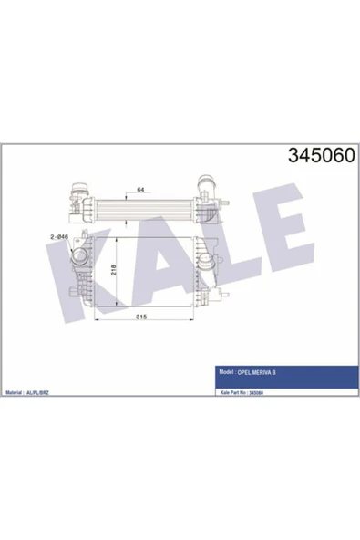 Kale 345060 OTO Radyatör  Turbo Radyatörü Merıva B 10- 1.3 Cdtı