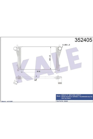 Kale 352405  Turbo Radyatörü Intercooler Audi A3 Tt - Skoda Octavia III Superb III - V ürün görseli 1