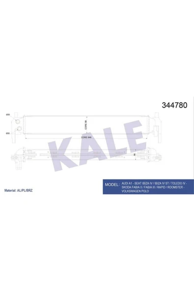 Kale 344780  Turbo Radyatörü Polo V 09- 1.2 Tsı 1.4 TDI 1.4 Tsı / A1 14- / To 15- /  38079837