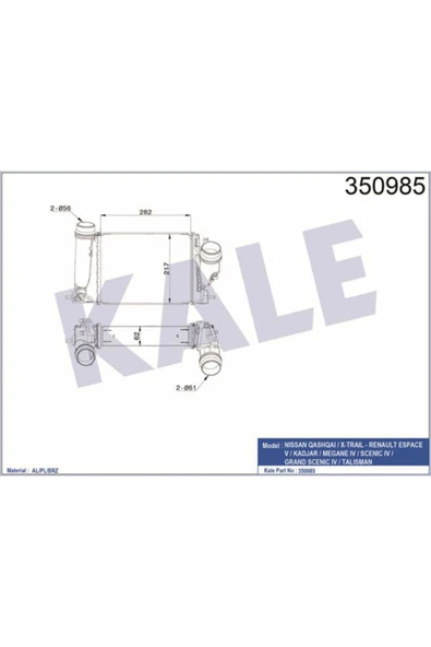 Kale 350985 OTO Radyatör  Turbo Radyatörü Megane IV Al-Pl-Brz ürün görseli 1