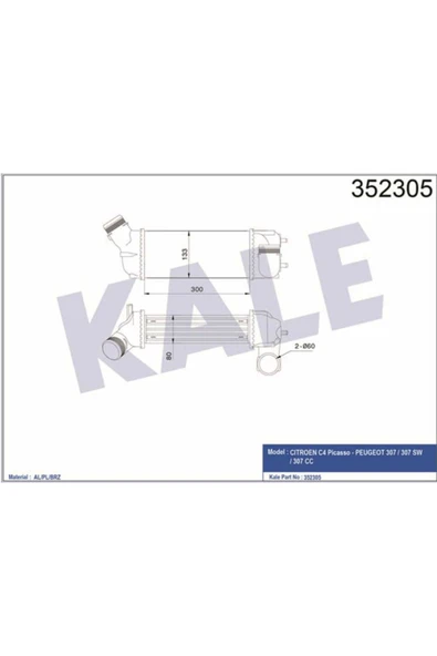 Kale 352305  Turbo Radyatörü Intercooler Citroen C4 Picasso 2.0HDI 06- Peugeot 307 307 Sw 307 Cc ürün görseli 1