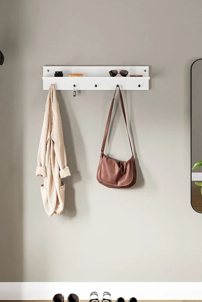 interGO Modern Duvar Askısı Portmanto Askılık Vestiyer Beyaz - 3