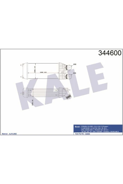 Kale 344600  Turbo Radyatörü 207 06- 1.6 HDI 208 12- 1.4 HDI 1.6 HDI 301 12- 1.6 HDI 1.6   38079787 ürün görseli 1