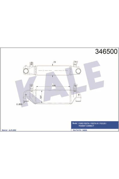 Kale 346500  Turbo Radyatörü Fiesta IV 95- 1.8 Td Focus I 98- 1.8 Td 1.8 TDCI 1.8 Tddı 338X127X73