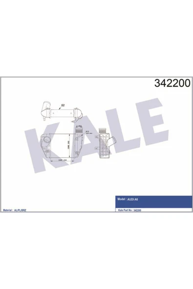 Kale 342200 OTO Radyatör  Turbo Radyatörü A6 04- 2.0 TDI 2.0 Tfsı 200X202X62