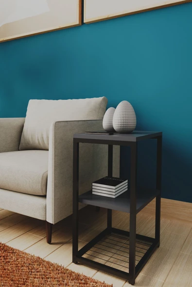 interGO Metal Ayaklı ve Ahşap Raflı Dekoratif Yan Sehpa - 6