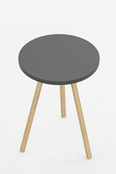 interGO Yuvarlak Yan Sehpa Ahşap Ayaklı Tekli Zigon Sehpa - 4