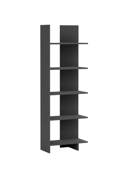 interGO Asimetrik Beş Raflı Kitaplık - Antrasit Gri - 6