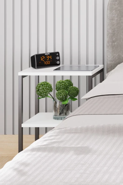 interGO Metal Ayaklı ve Ahşap Raflı Dekoratif Komodin - 5