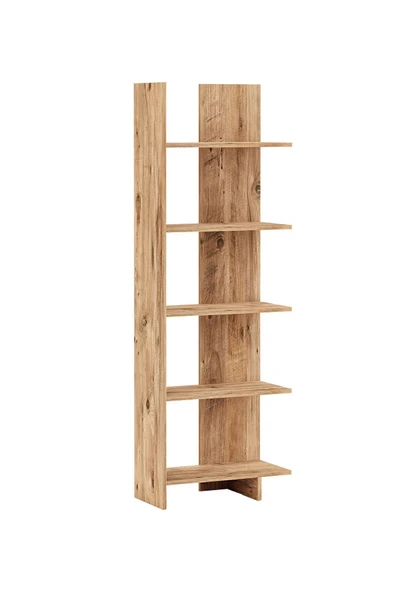 interGO Asimetrik Beş Raflı Kitaplık - Atlantik Çam - 6