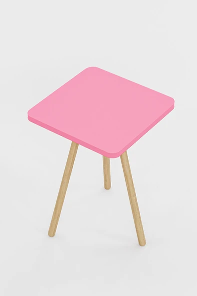 interGO Kare Yan Sehpa Ahşap Ayaklı Tekli Zigon Sehpa - 4