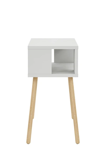 interGO Ahşap Ayaklı Dekoratif Raflı Komodin - Beyaz - 8