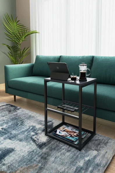 interGO Metal Ayaklı Dekoratif Tel Raflı Yan Sehpa - 6