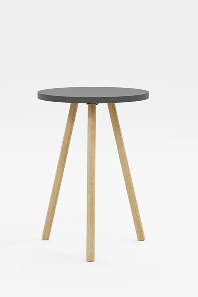 interGO Yuvarlak Yan Sehpa Ahşap Ayaklı Tekli Zigon Sehpa - 6