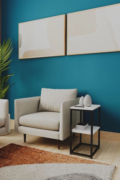 interGO Metal Ayaklı ve Ahşap Raflı Dekoratif Yan Sehpa - Resim 2