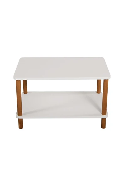 interGO Orta Sehpa Dikdörtgen Ahşap Ayaklı Iki Katlı Gazetelikli - Beyaz - 4