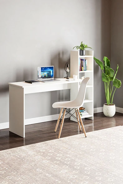 interGO Kitaplıklı Fonksiyonel Çalışma Masası - Beyaz
